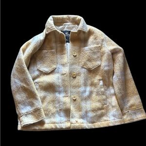 Hollister women’s  Tan and White Plaid Jean Jacket